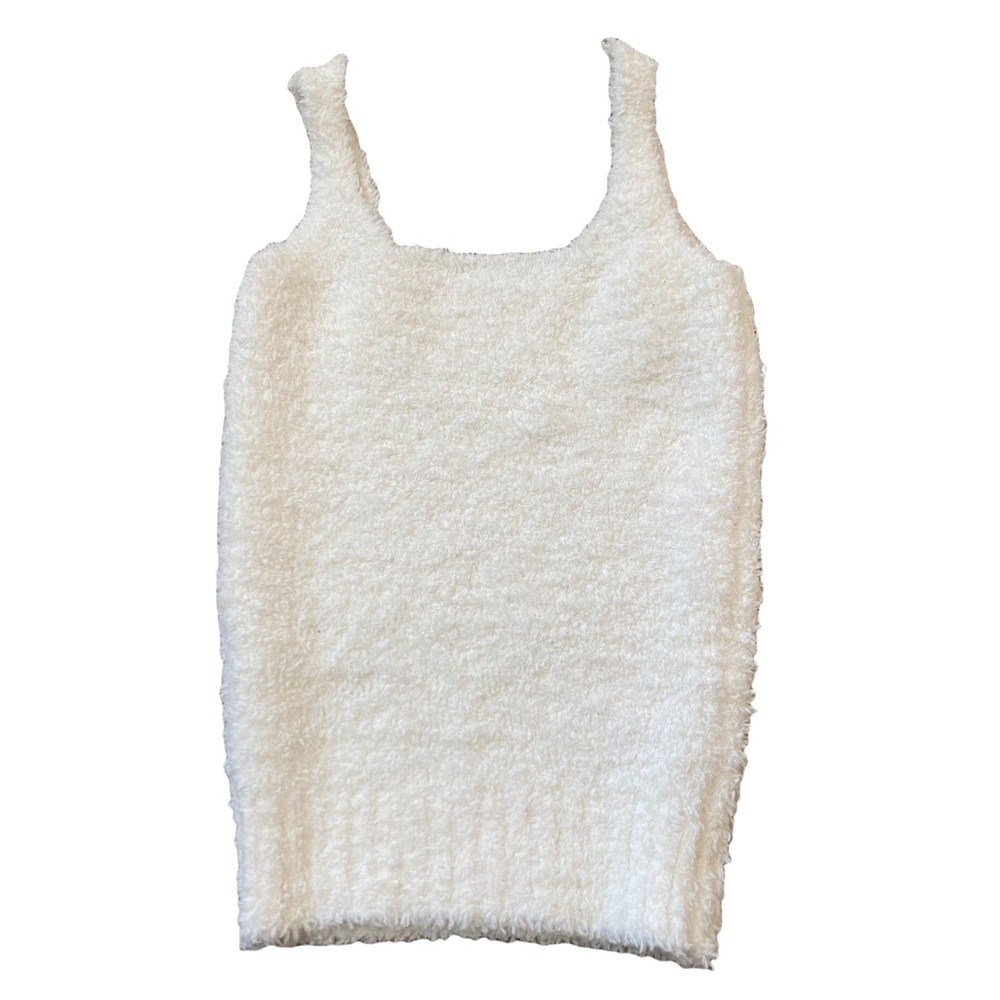 SKIMS white cozy knit cropped tank xs NWOT